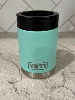 Yeti Cooler can Holder Cup in Mint Green with Black Lid